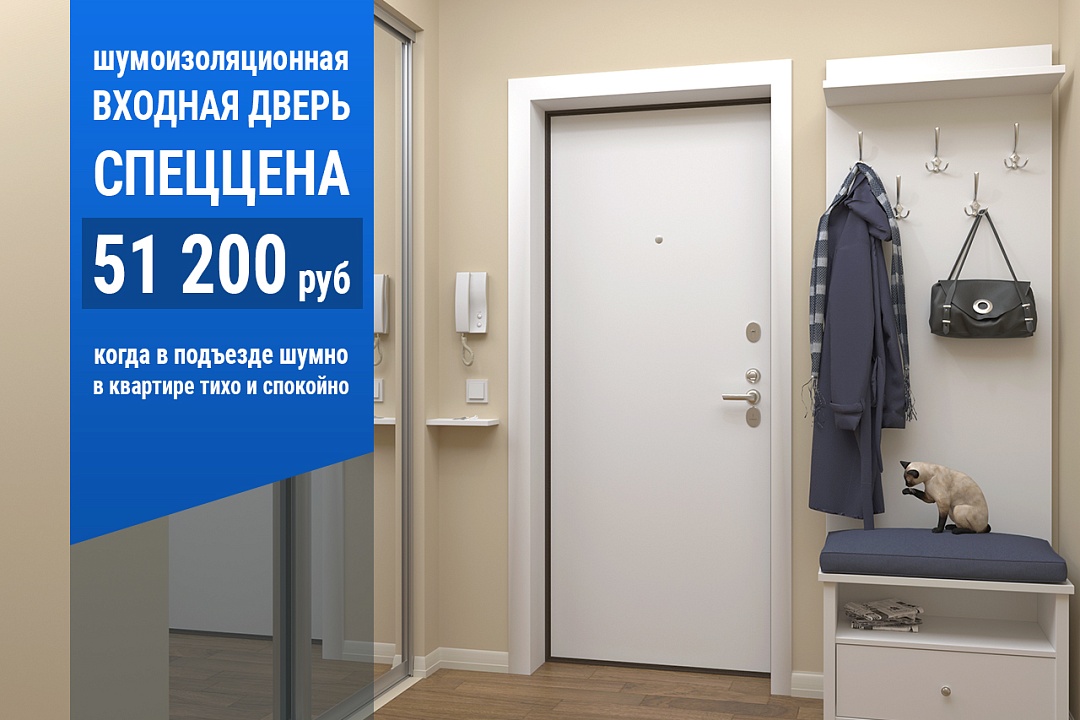 Шумоизоляционная дверь по спеццене с гладкой панелью